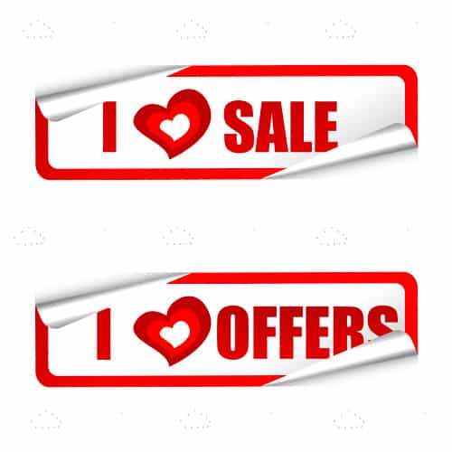 Red and White Sale and Offers Sticker Tags